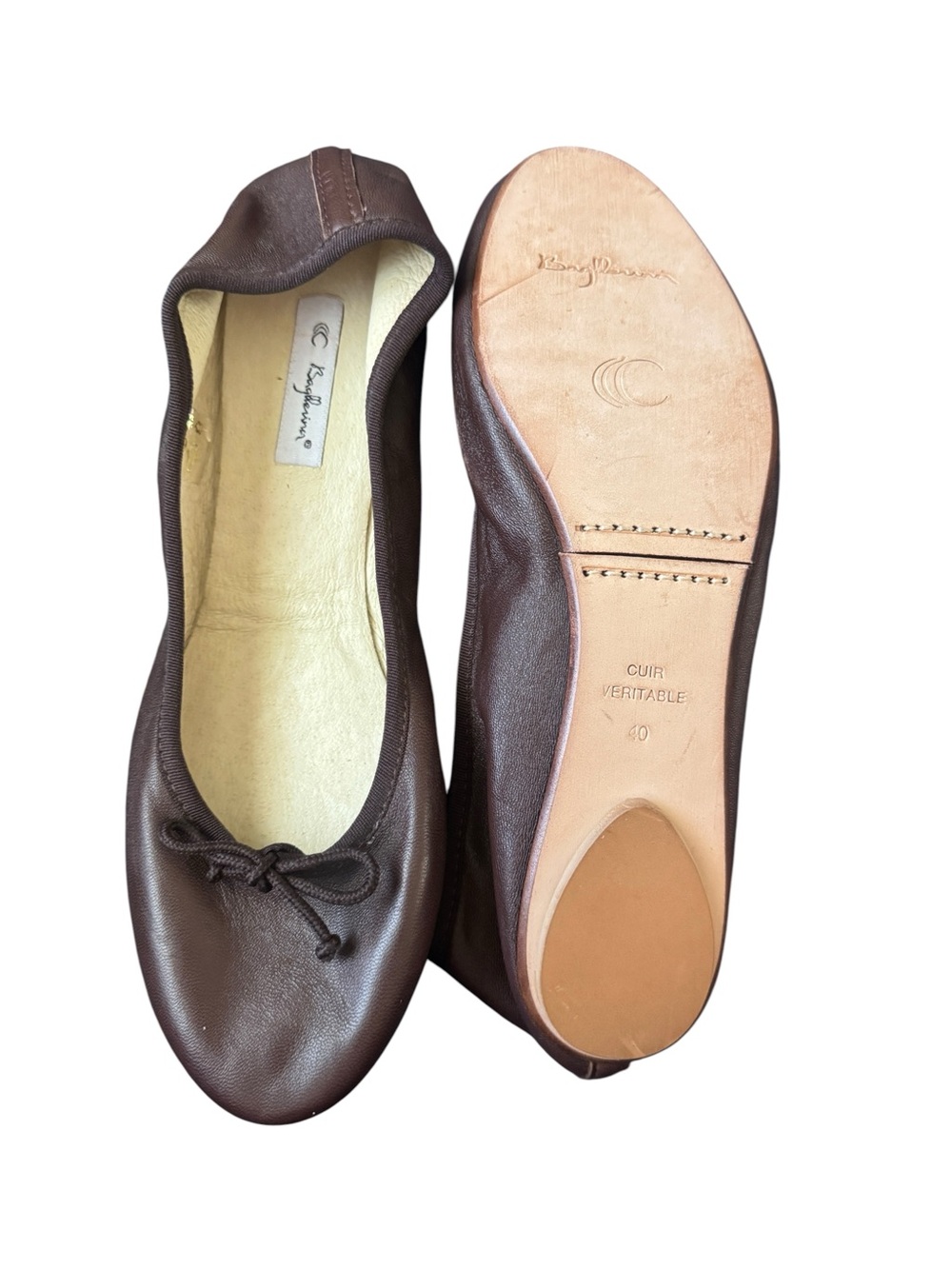 Bagllerina Brown Lamb Leather Foldable Ballet Flats